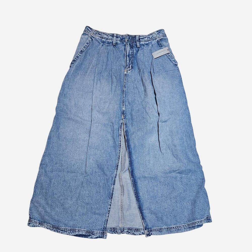 Anthropologie Pilcro blue denim maxi skirt nwt 8P